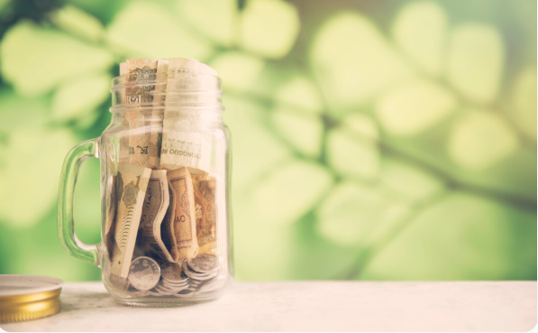 Money in a mason jar.
